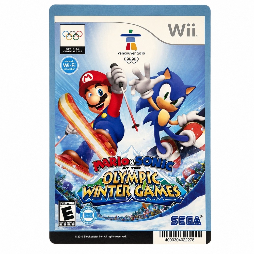 Blockbuster Backer Card Mario & Sonic Olympic Winter Games Wii 5x8 Display
